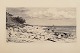 Carl Bloch (1834–1890). Radering af dansk kystslandskab med sejlbåd i horisonten. ...