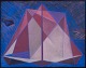 Ernst Wrede (1907-1973), svensk kunstner, pastel på papir.Kubistisk komposition. Koloristisk ...