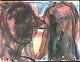 Jon Gislason (1955-): Abstrakt komposition. Akvarel på papir. Sign.: Jon Gislason 92. 24,5 x ...