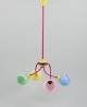 Murano, 
Italien. "Tutti 
Frutti" 
lysekrone i 
farvet metal, 
med mundblæste 
polykrome 
glasskærme. ...