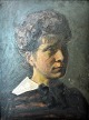 Knippel, Carl Hermann (1867 - 1956) Danmark: Kvinde portræt. Olie på maler pap. Signeret 1903. ...