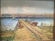 Aksel M. Lassen 
(1869-1946):
Fjordparti med 
personer, kvier 
og skib 1917.
Olie på ...