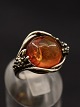 Sterling sølv 
ring størrelse 
57 med rav emne 
nr. 553790
