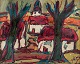 Henry Maurice 
D'Anty 
(1910-1998), 
svensk/fransk 
kunstner. Olie 
på malerplade. 
Kirke i 
landskab ...