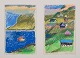 Jörn Stender, Danish artist. 
Pastel on paper.
Two landscape scenes with houses from the Faroe Islands.