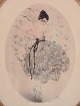 Louis Icart (1888-1950), color lithograph on Japanese paper. 
Elegant woman surrounded by butterflies.