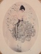 Louis Icart 
(1888-1950), 
farvelitografi 
på japanpapir. 
Elegant kvinde 
omgivet af ...