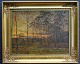 Jensen-Klint, 
Peder Vilhelm 
(1853 - 1930) 
Danmark: 
Solnedgang. 
Olie p&aring; 
l&aelig;rred. 
...