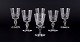 A set of six mouth-blown French white wine glasses in crystal glass. Faceted cut. Handmade. ...