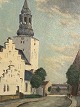 Einar Gross 
(1895-1960), 
Budolfi Kirke i 
Aalborg, Mål 
med ramme 50x42 
cm