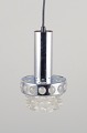 Raak, Holland. 
Loftspendel i 
forkromet metal 
og klart 
kunstglas. 
1970'erne.
I flot stand 
med ...