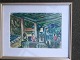 Leif Ewens 
(1914-2001):
Interiør fra 
sydlandsk café 
antagelig 
Marokko.
Akvarel på ...