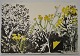 Degett, Karen (1954 - 2011) Danmark. Komposition i sort med gule blomster. Signeret: K. Degett ...