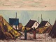 Peder Brøndum 
Sørensen 
(1931-2003), 
dansk maler, 
olie på lærred.
”Huse ved ...