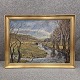 Maleri af 
landskab med å 
og bro. Titel 
"Lindenborg 
aa".
Maleriet er 
fra Ryomgård 
...