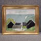 Maleri på 
lærred med 
motiv af huse 
med havet som 
baggrund. Nr. 
08805, Parti 
fra ...