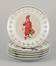 Bing & 
Grøndahl, 
Denmark. A set 
of six 
porcelain 
plates 
featuring 
motifs from 
Carl Larssons 
...
