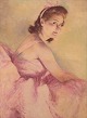 Pál Fried 
(1893-1976), 
ungarnsk 
kunstner.
Olie på 
lærred.
Portræt af 
ballerina i 
lyserød ...
