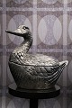 Beautiful Italian ice bucket designed by Mauro Manettii in the shape of a duck 
in silver-plated pewter from the 60s...