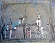 Russisk 
kunstner, 20. 
årh.: Ortodoks 
kirke. Pastel 
og gouache på 
papir. 
Signeret: 1993 
H. Tanay. ...