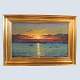 Emanuel A. 
Petersen; 
Oliemaleri, 
solnedgang ud 
for ...