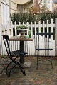 Old French balcony / garden chair in black painted iron with wooden slats...