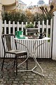 Fine, old French round garden / café table in white painted iron / metal...