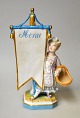 Fransk 
porcelains 
figur, 19. Årh. 
Stående pige 
med kurv og 
menu kort. 
Polykrom 
dekoration. ...