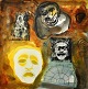 Degett, Karen 
(1954 - 2011) 
Danmark, 
Komposition med 
masker. Akvarel 
og tryk på 
papir. ...