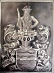 Porcelæns 
plaquette/kakel 
med 
våbenskjold, 
19. årh. 
Tyskland. 
Våbenskjold med 
vildmand. Selve 
...