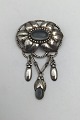 Evald Nielsen 
Art Nouveau 
Sølv Broche 
(Månesten) 
Måler 7.9 cm x 
4.9 cm (3.11 
inch x 1.92 
inch) ...