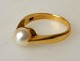 14 carat gold 
ring with 
pearl, B. 
Hertz, 20th 
century 
Copenhagen, 
Denmark. 
Stamped. Size: 
57. ...