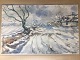 Aksel Lundgreen 
(1908-89):
Vinterpart fra 
Gammel Skørping 
1947.
Tusch og 
akvarel på ...