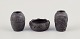 Hjorth, 
Bornholm.
Two beautiful 
vases and a 
bowl in black 
terracotta.
Early 1900s.
Bowl with ...
