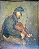 Dansk kunstner 
(19. årh.): 
Mand med 
violin. Olie på 
malerpap. Uden 
signatur. H: 29 
cm. B: 24 ...
