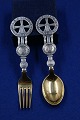 Michelsen 
Christmas 
spoons and 
forks of Danish 
gilt sterling 
silver. 
Anton 
Michelsen  set 
...