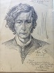 Hans Jørgen 
Korn 
(1888-1963):
Portræt af 
Helga Nielsen 
1954.
Bly på papir.
Sign.: Korn d. 
...