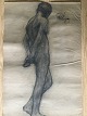 Robert Leepin 
(1885-1967):
Ark med én 
tegning på hver 
side.
Tegning I:
Ung mand set 
fra ...