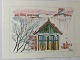 Erik Stuhr 
(1936-2014):
Sneklædt kvist 
med 
julestemning.
Akvarel på 
pap.
Sign.: E. ...