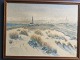 Ella Heide 
(1871-1956):
Det Grå Fyr 
Skagen med byen 
i baggrunden 
1944.
Akvarel på ...