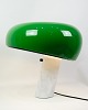 Table lamp with 
green enamelled 
metal reflector 
and white 
Carrara marble 
base. The lamp 
was ...