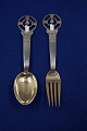 Michelsen 
Christmas 
spoons & forks 
of Danish 
partial Danish 
gilt sterling 
silver or three 
Towers ...