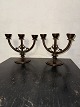 DANSK ART DECO/ 
Par tre-armede 
lysestager i 
bronce. Fin 
patina. I god 
stand uden 
skader eller 
...