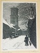 Martin Frederik 
Larsen 
(1881-1952):
Vor Frue 
Kirke, 
København i 
vintervejr 
1909.
Radering på 
...
