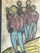 Ubekendt 
kunstner (20 
årh):
Persongruppe
pastel/Oliekridt 
på papir.
Usigneret
Uden ramme
64x46