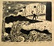 Kirkegaard, 
Anders (1946 - 
2024) Danmark: 
Jørgen som en 
dansk Peer 
Gynt. Træsnit. 
Signeret. Eget 
...