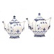 Royal Copenhagen blue fluted full lace tea pots 1118 & 1119cmH: 17 & 19cm