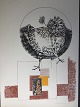 Ubekendt 
kunstner (20 
årh):
Surreal 
komposition med 
høne. 1979.
farvelitografi 
på papir.
Uden ...