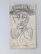 Hans Jørgen 
Korn 
(1888-1963):
Selvportræt 
med stor 
butterfly og 
bredskygget hat
Bly på ...