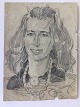 Hans Jørgen 
Korn 
(1888-1963):
Portræt af ung 
kvinde med 
perlekrans 
1947.
Bly på ...